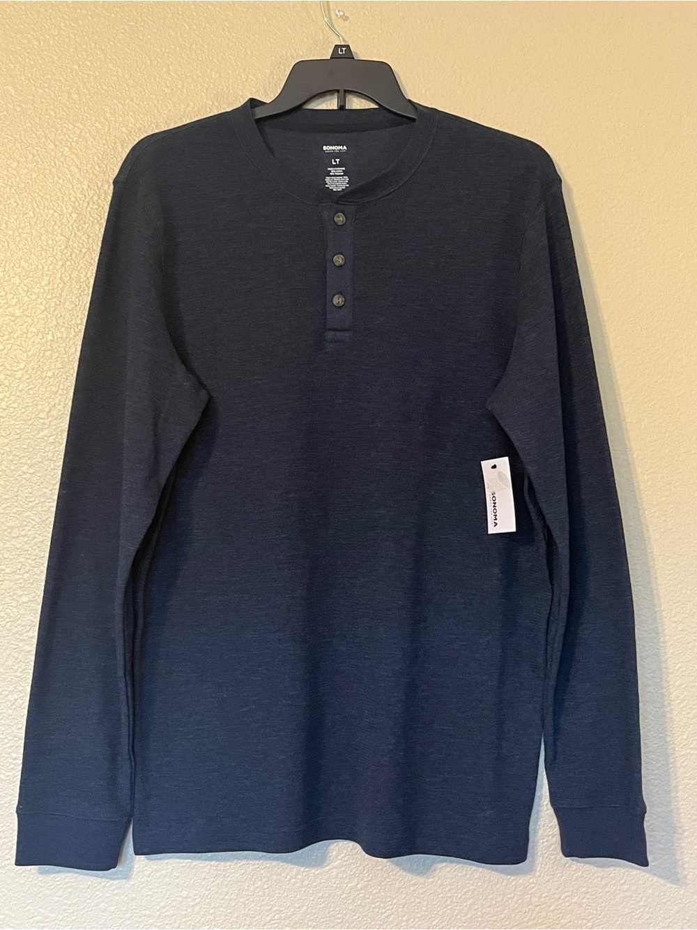 Sonoma Men's LT Navy Blue Long Sleeve Henley Shirt